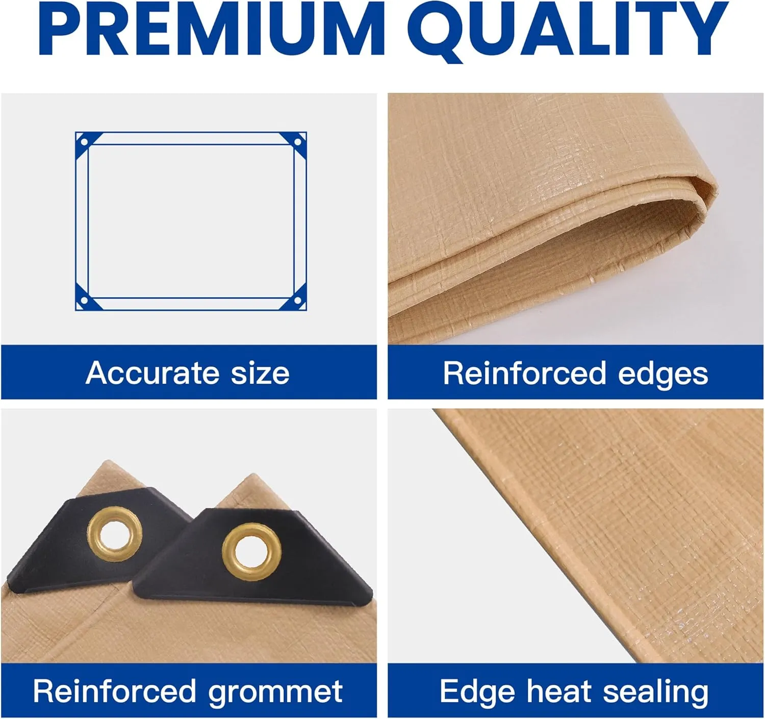 Tarp 10x12 Heavy Duty Waterproof Beige Tarp 12.5mil,Durable,Multipurpose, Weather Resistant,Uv Resistant,Tear Resistant,Can Be Used for Outdoor Furniture,Cars,Ships,Roofs-by MVPNET