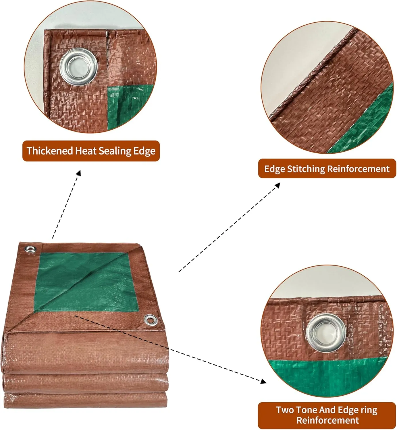 Tarp 12x20 ft 100% Waterproof 7mil Durable Grommets and Reinforced Edges,Uv Resistant,Green/Brown Tarp,Emergency Rain Shelter,Outdoor Cover and Camping Use -by MVPNET