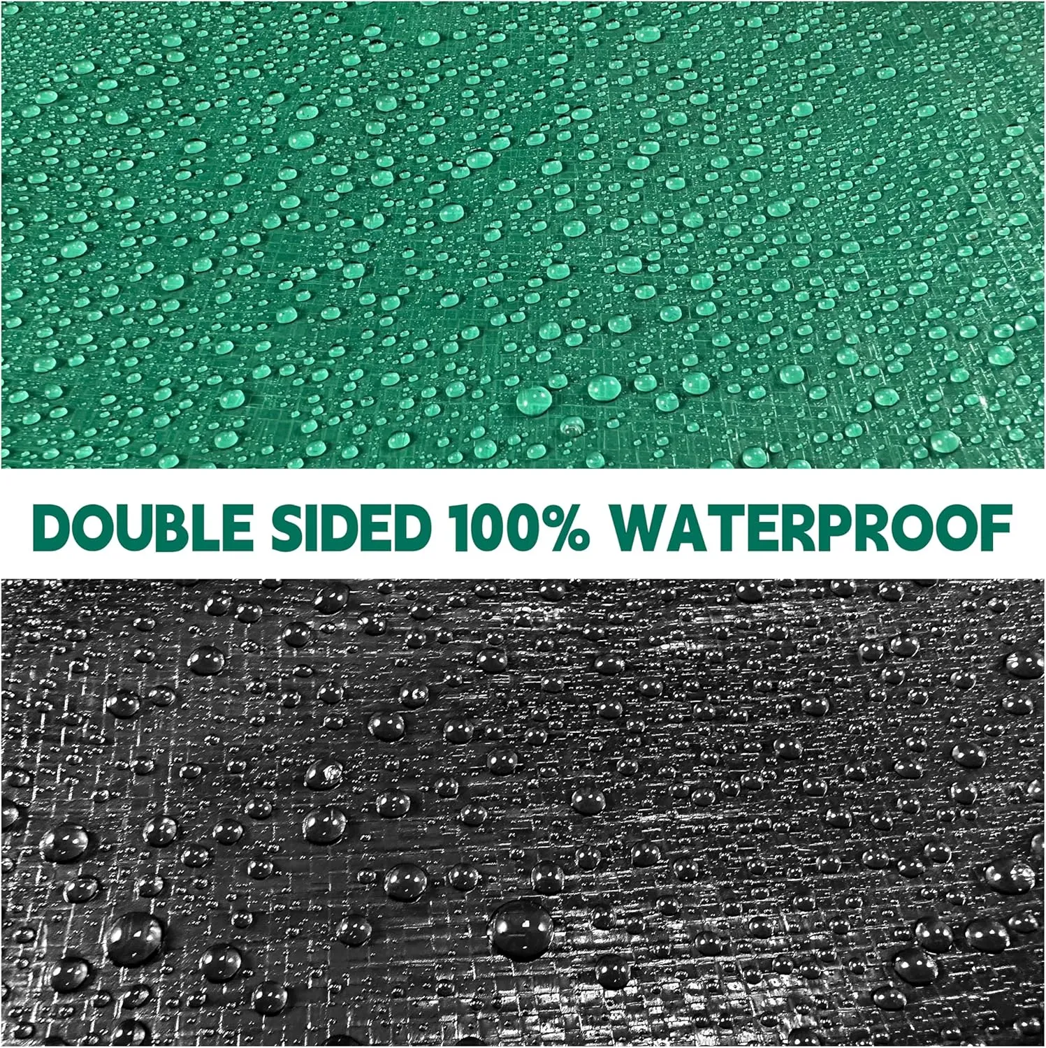 Tarp 15x25 ft Heavy Duty 100% Waterproof 10mil,UV Resistant,Durable Grommets and Reinforced Edges Green/Black Tarp for Camping, Swimming Pools,Car Coverage -by MVPNET