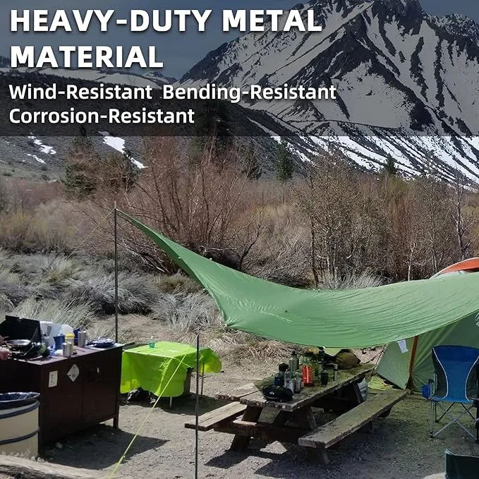 Tarp Poles Adjustable Heavy Duty 78.8 in Camping Tent Poles for Tarp Portable Telescoping Tent Poles for Awnings Canopy Rain Fly Shelter Set of 2