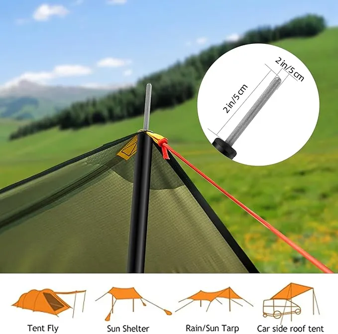 Tarp Poles Adjustable Heavy Duty 78.8 in Camping Tent Poles for Tarp Portable Telescoping Tent Poles for Awnings Canopy Rain Fly Shelter Set of 2