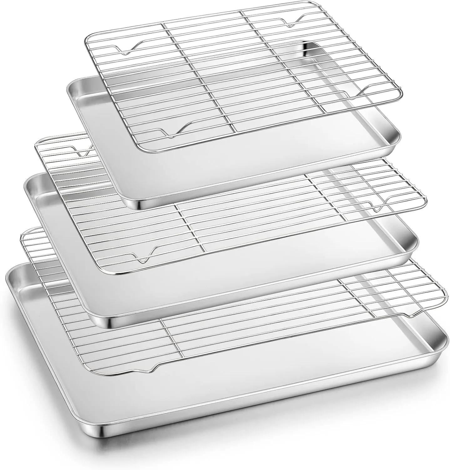 TeamFar Baking Sheet with Cooling Rack Set (3 Pans   3 Racks), Stainless Steel Cookie Sheet Cooking/Baking, Healthy & Dishwasher Safe, Sturdy & Long Lasting
