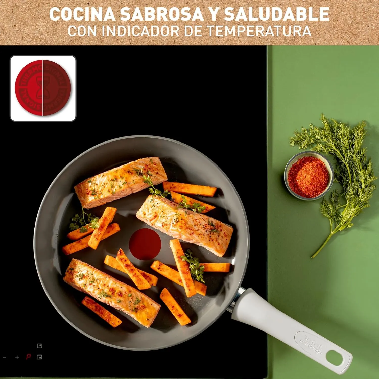 Tefal Renew On Set of 2 Frying Pans Grey 24/28 cm, Ceramic Non-Stick Coating, Induction, Thermo-Signal Cooking Indicator, Eco-Design, Healthy Cooking, Made in France C4279032