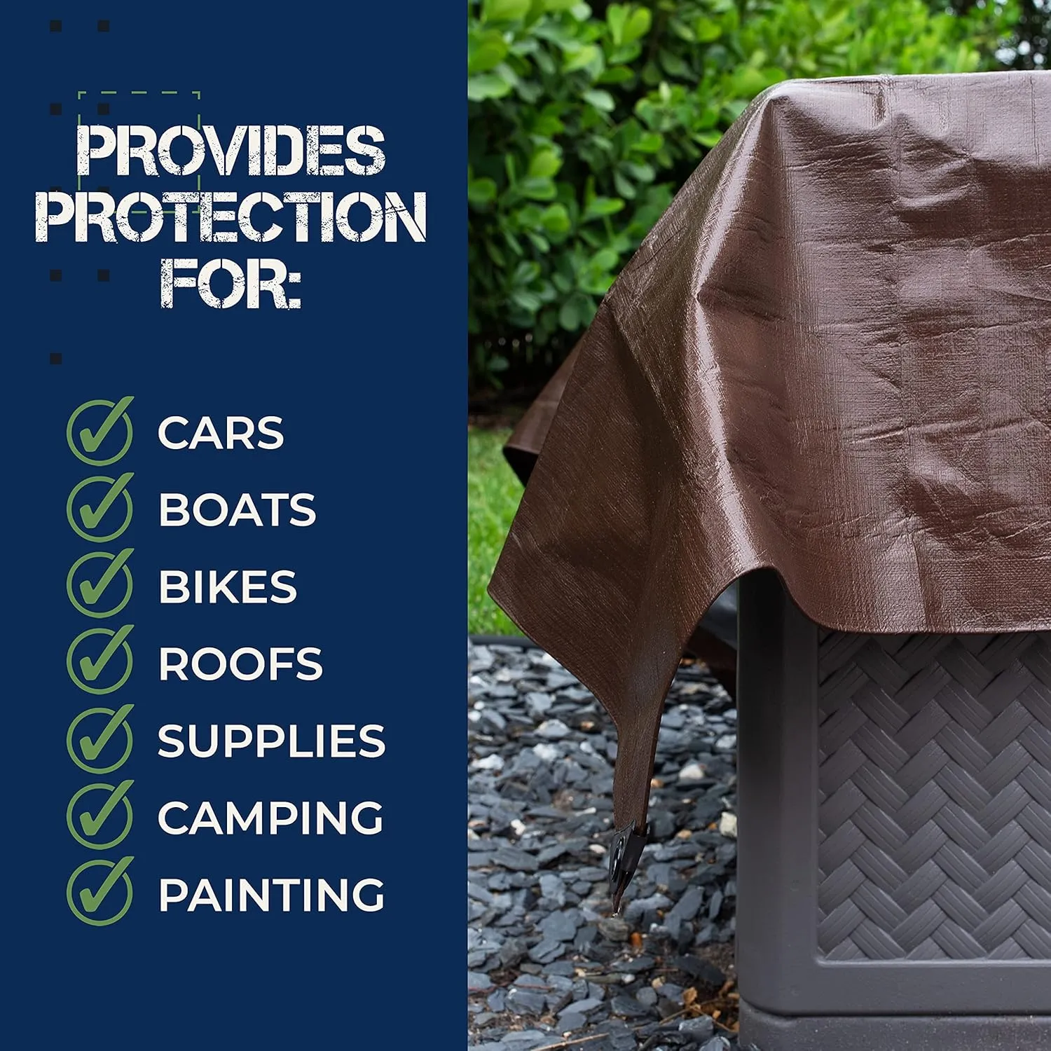 Tent Footprints Tarp Cover Brown/Silver Heavy Duty Thick Material Water Proof Tear Proof UV Resistant Reinforced Edges for Camping Boat Tent RV or Pool Cover Tent Footprints 12x20