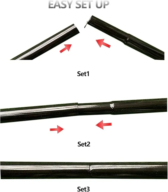 Tent Poles Adjustable Tarp Poles Steel Rods for Tarp Canopy Camping Replacement Set of 2  Pegs & Reflective Ropes