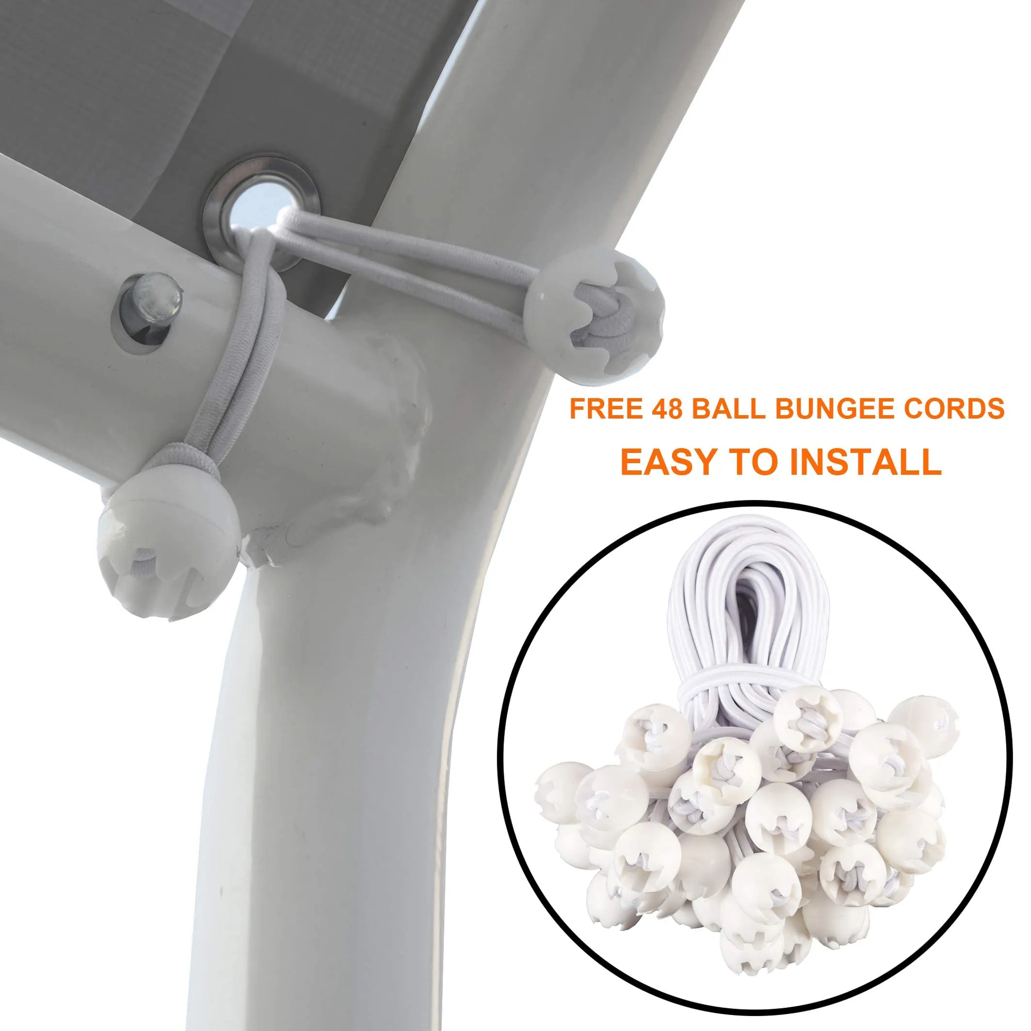 Thanaddo 10 x 20 Ft Carport Replacement Canopy Cover Garage Top Tent Shelter Tarp with Free 44 Ball Bungee Cords,Grey(Only Cover, Frame Not Include)