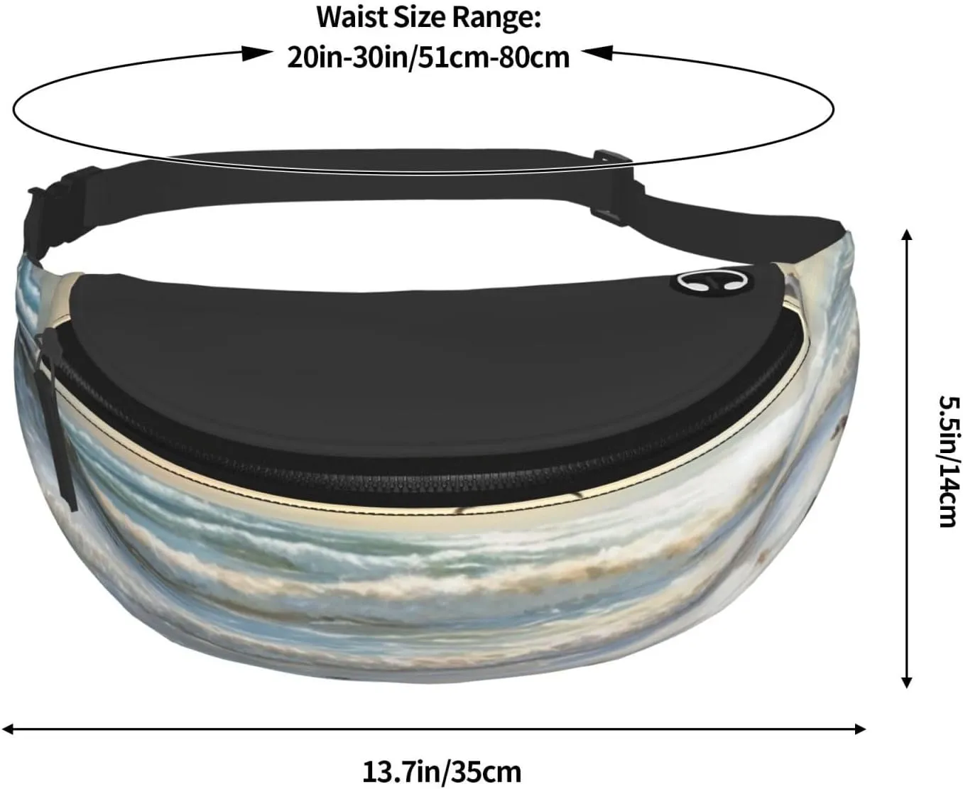 The Beach with Sea Birds Fanny Pack for Man Women Waist Bag Adjustable Belt Casual Chest Bag Bum Bags for Travel Sports Running Hiking Waist Packs