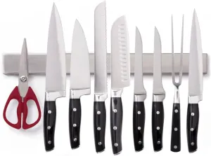 The Original GORILLA GRIP Stainless Steel Magnetic Knife Holder, 16 inch, Heavy Duty Magnet Strip for Knives, Wall or Refrigerator Mounted Bar, Easy Install Rack, Securely Store and Organize Kitchen