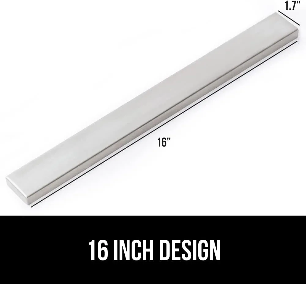 The Original GORILLA GRIP Stainless Steel Magnetic Knife Holder, 16 inch, Heavy Duty Magnet Strip for Knives, Wall or Refrigerator Mounted Bar, Easy Install Rack, Securely Store and Organize Kitchen