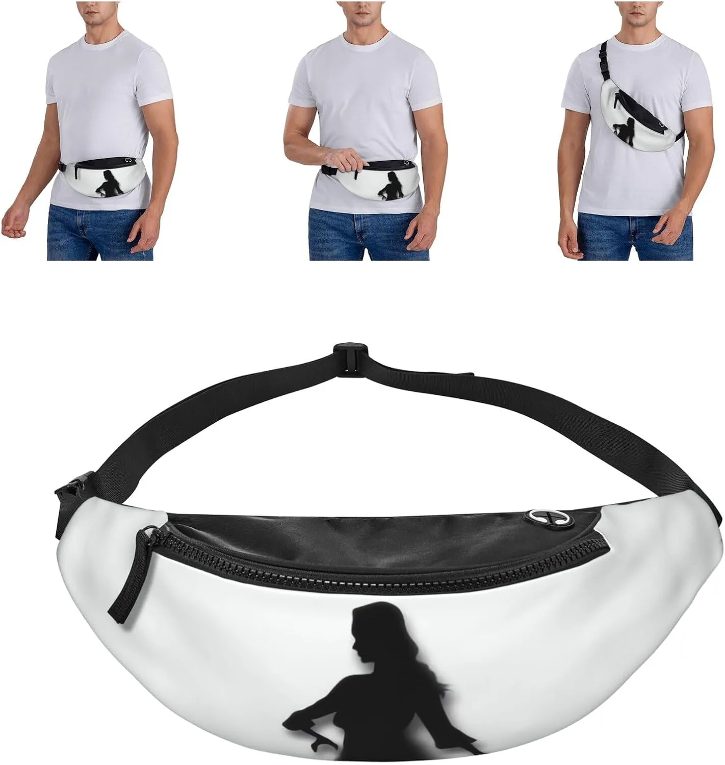 The Shadow of Woman Silhouette Fanny Pack for Man Women Waist Bag Adjustable Belt Casual Chest Bag Bum Bags for Travel Sports Running Hiking Waist Packs