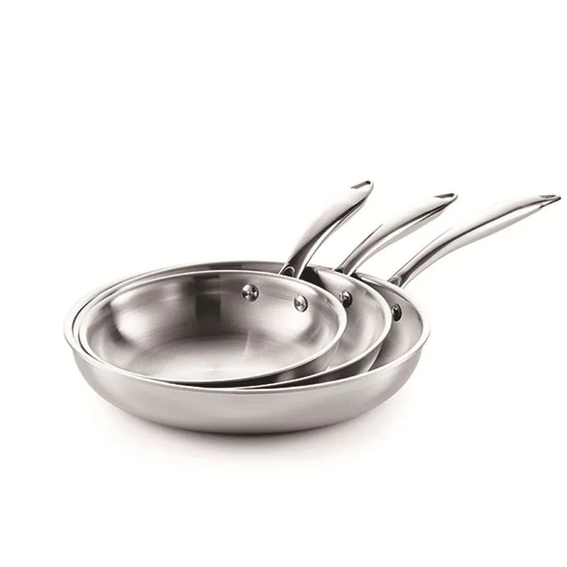 Thick 304 Stainless Steel Non-coated Frying Pan