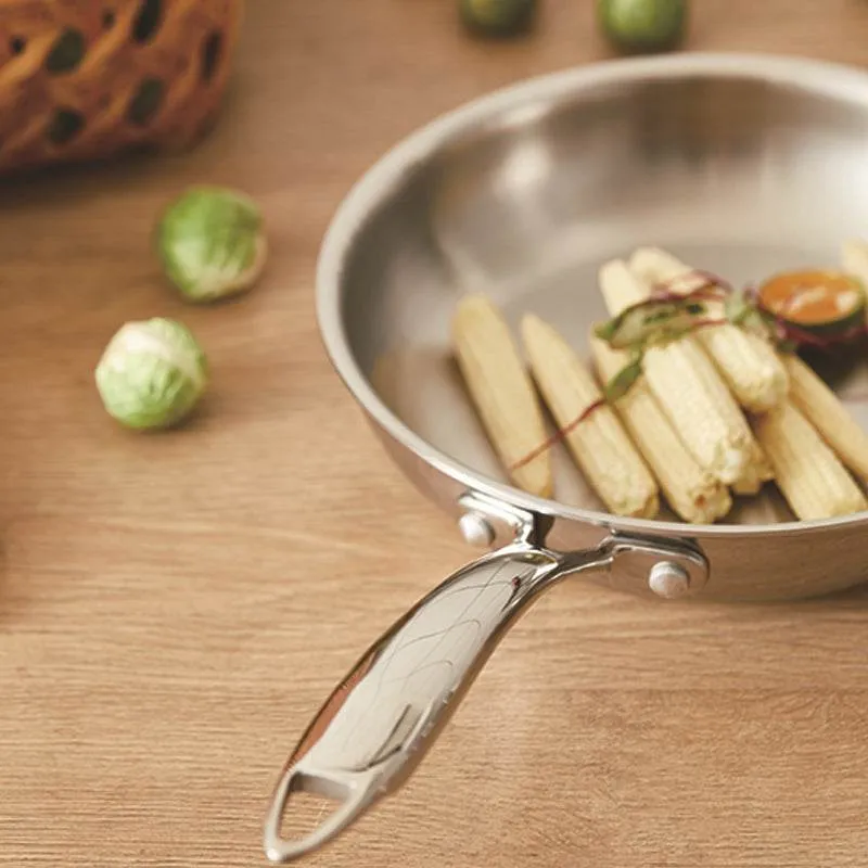 Thick 304 Stainless Steel Non-coated Frying Pan