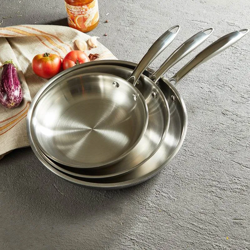 Thick 304 Stainless Steel Non-coated Frying Pan