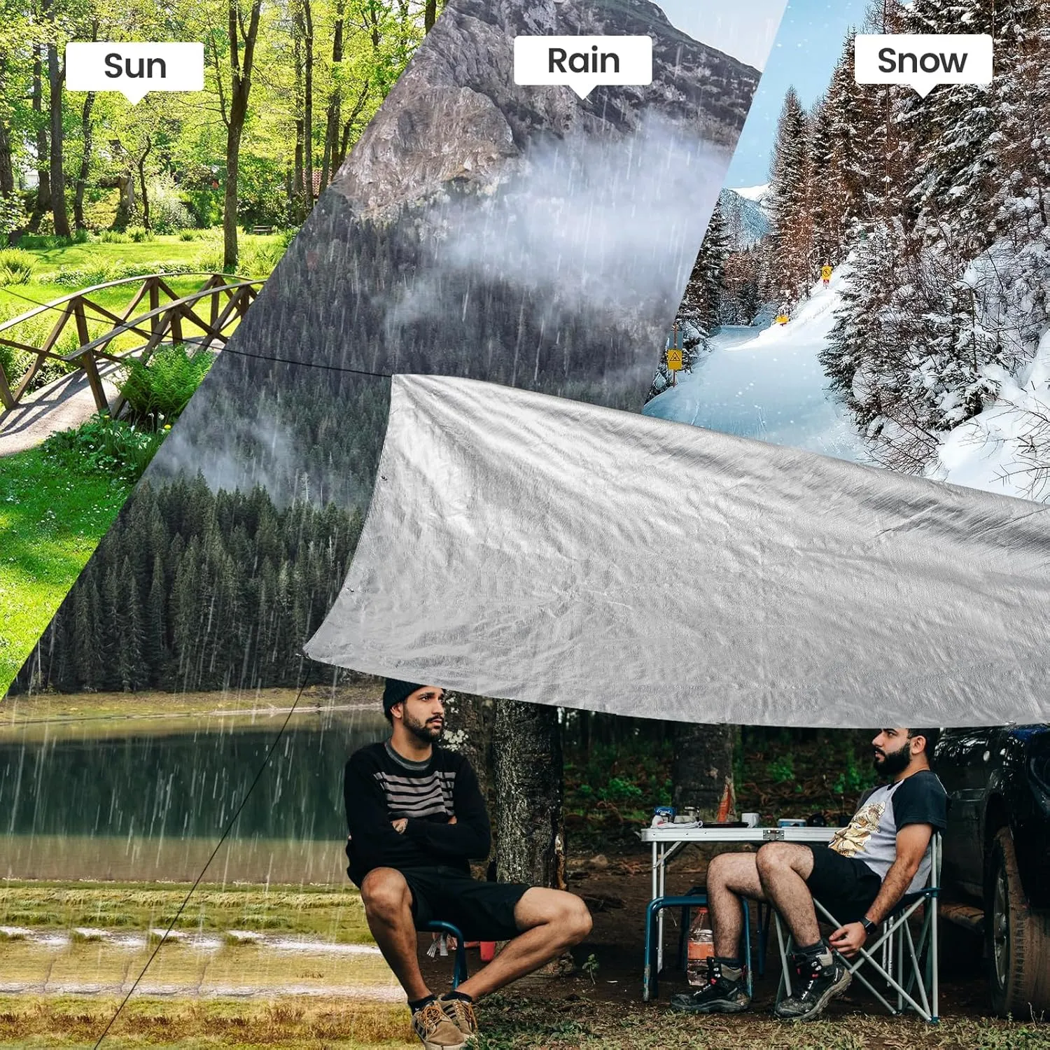 TICONN Heavy Duty Tarp Cover, Extra Thick Tarps Waterproof Tear and Rip Proof UV Resistant Tarpaulin with Reinforced Grommets and Edges (5.5 Mil, 12'x16')