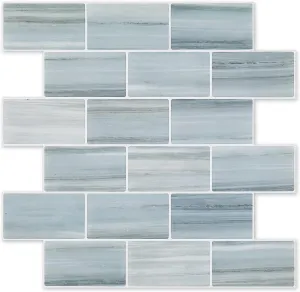 Tilingview 10PCS Peel and Stick Backsplash for Kitchen, Self-Adhesive Vinyl Gel Subway Tile, Wall Tile for Home Decoration (Blue Gray Subway)