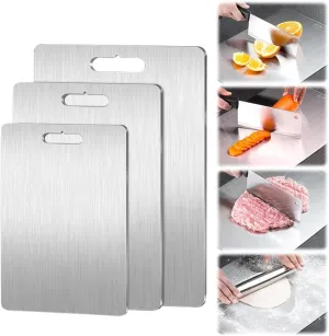 Titanium Cutting Boards, New 100% Pure Titanium Cutting Boards for Kitchen, Double-Sided Food Grade Cutting Board, Chopping Boards Cutting Mat for Meat Fruit & vegetable(13 x 9 in)