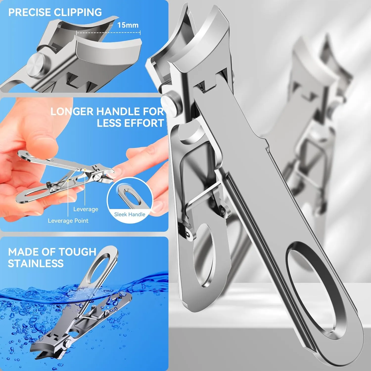 Toe Nail Clippers for Thick Nails for Seniors,Heavy Duty Toenail Clippers for Thick Ingrown Toenails,Professional Fingernail Clippers Set for Men Women,Pedicure Tools for Feet and Manicure Scissor Kit