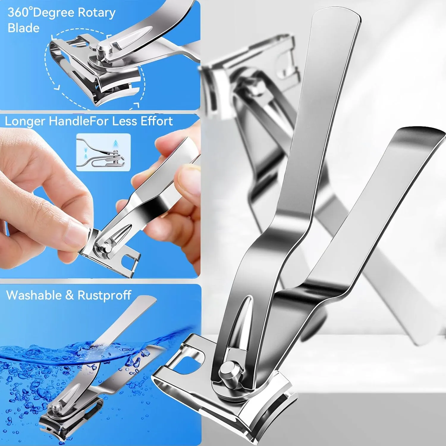 Toe Nail Clippers for Thick Nails for Seniors,Heavy Duty Toenail Clippers for Thick Ingrown Toenails,Professional Fingernail Clippers Set for Men Women,Pedicure Tools for Feet and Manicure Scissor Kit