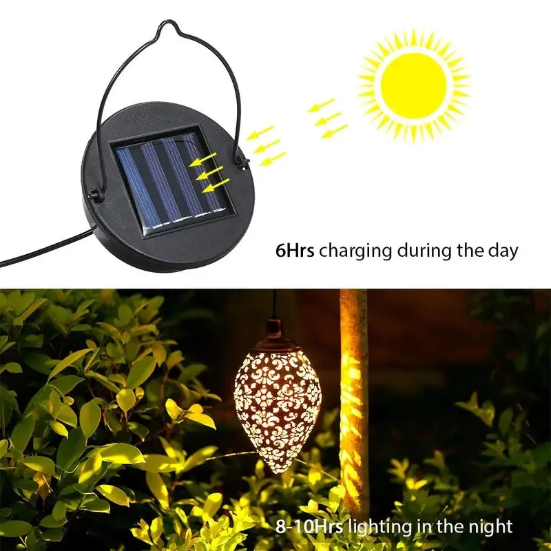 Tomshine Solar Lantern LED Moroccan Garden Lights Metal Lamp Waterproof