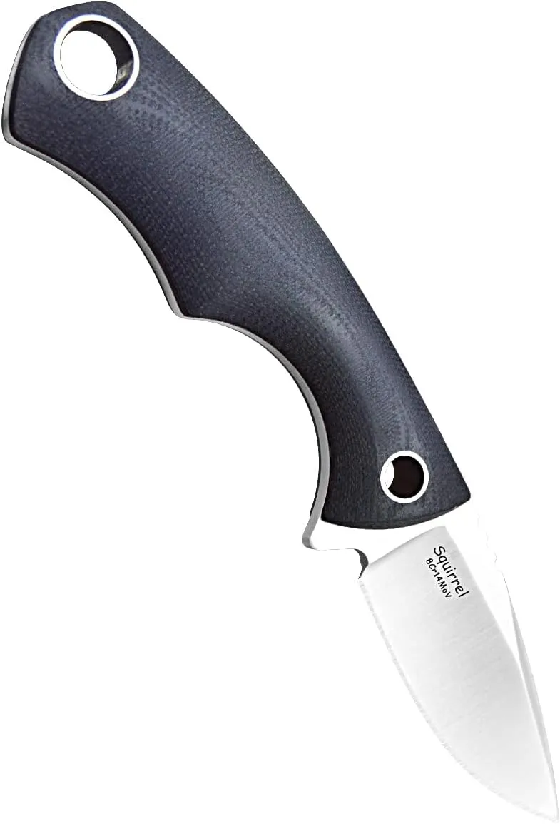 TONIFE Neck Knife Mini Outdoor Survival Fixed Blade Knife, EDC High Hardness Sharp Blade 1.7'' Portable Neck with Kydex Sheath and Ball Chain (black)