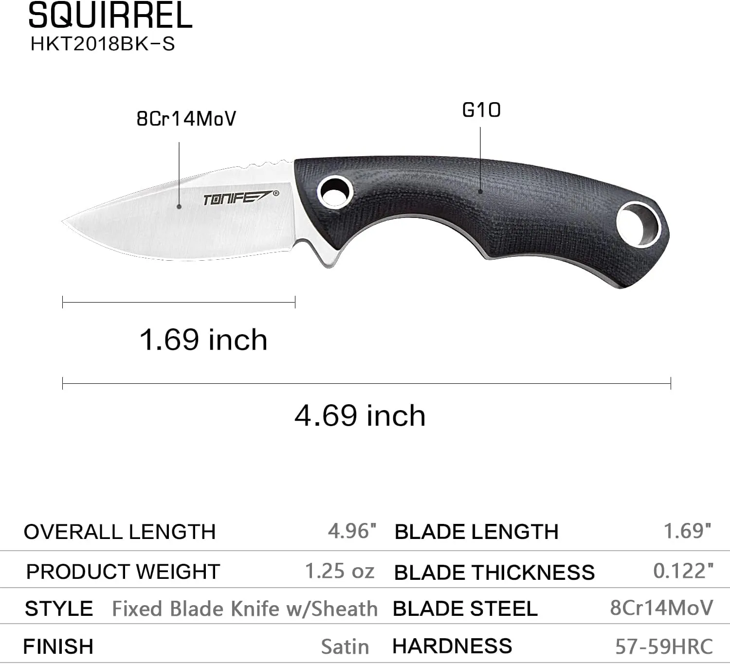 TONIFE Neck Knife Mini Outdoor Survival Fixed Blade Knife, EDC High Hardness Sharp Blade 1.7'' Portable Neck with Kydex Sheath and Ball Chain (black)