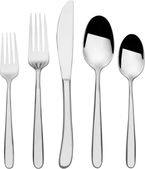 Towle Living 10-Piece Silverware Set, Service for 2, Addica Flatware Cutlery Set - Includes Fork, Knife, Spoon - For Home, Kitchen, and Resturant, Stainless Steel - Dishwasher Safe