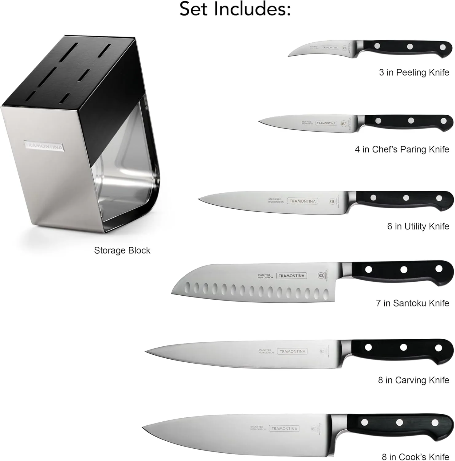 Tramontina Pro Series Forged 7-Piece Kitchen Knife Block Set