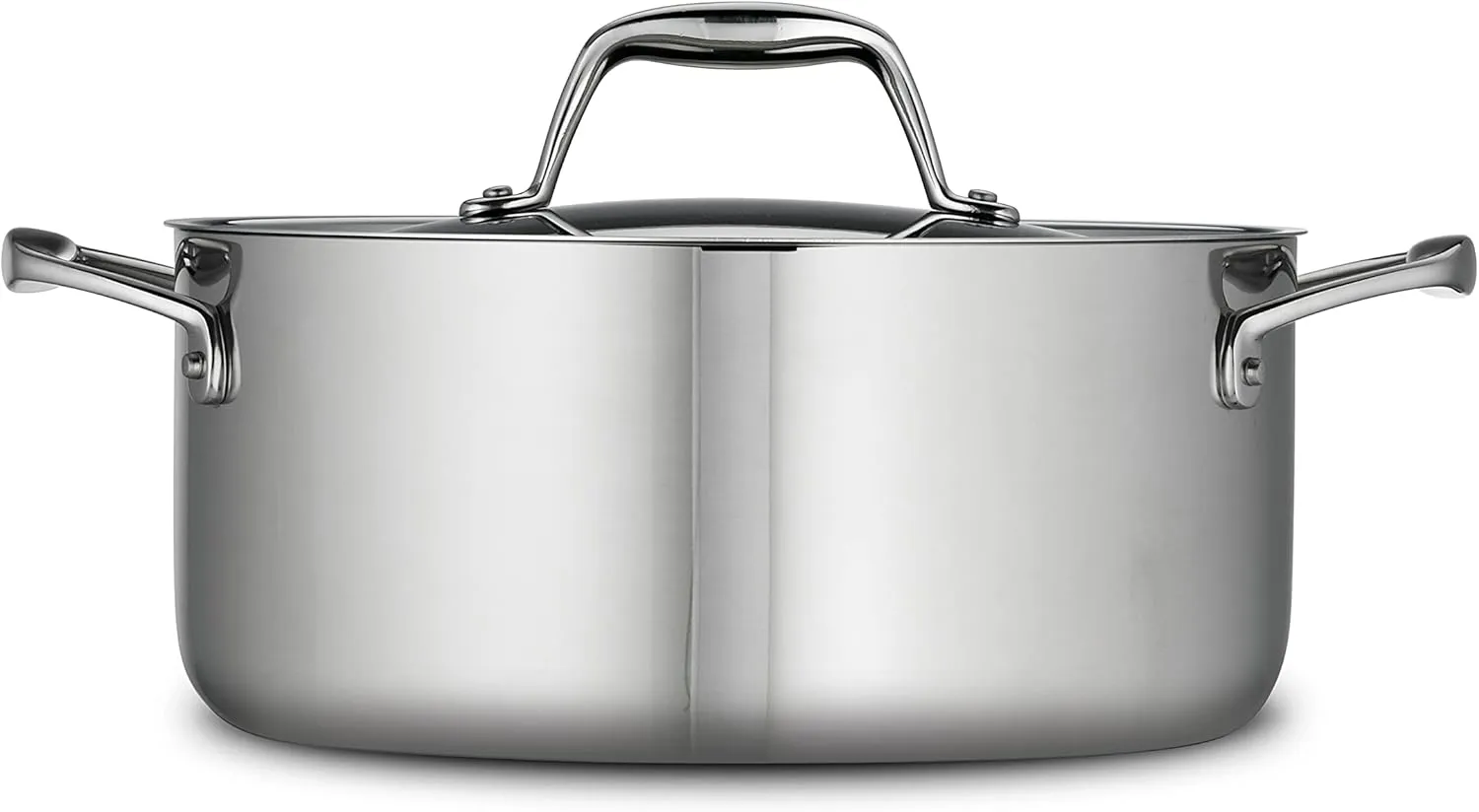 Tramontina Tri-Ply Clad Stainless Steel 5-Quart Dutch Oven Pot with Lid, Induction-Ready, Dishwasher-Safe, NSF-Certified, Made in Brazil