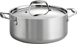 Tramontina Tri-Ply Clad Stainless Steel 5-Quart Dutch Oven Pot with Lid, Induction-Ready, Dishwasher-Safe, NSF-Certified, Made in Brazil