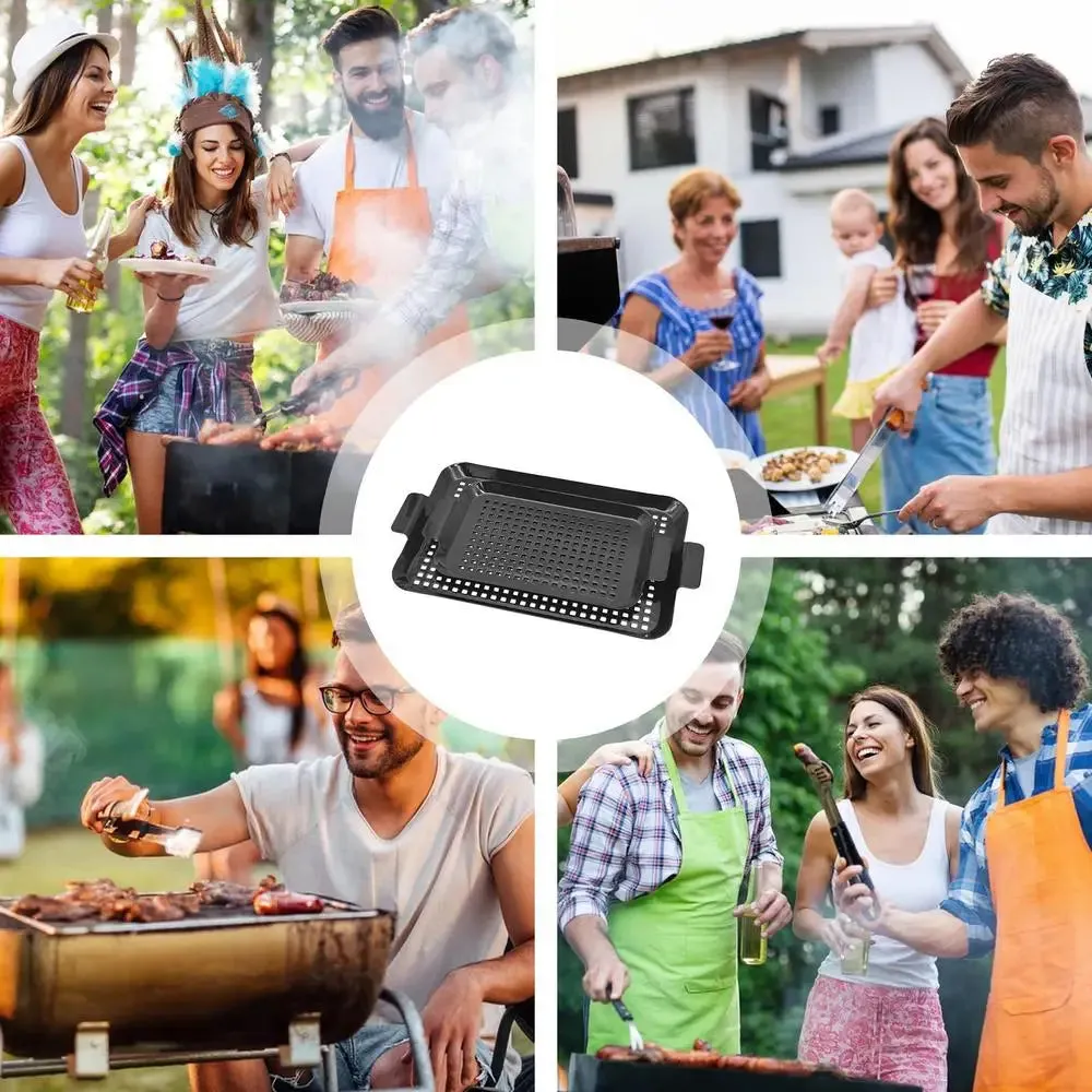 Tray Cookware Pan Camping Grill Grilling Accessories Pan BBQ For Nonstick Special offer Tailored options BBQ Grill Barbecue Barbecue For With 2X Handles