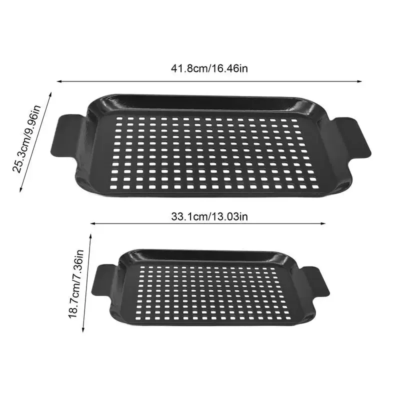 Tray Cookware Pan Camping Grill Grilling Accessories Pan BBQ For Nonstick Special offer Tailored options BBQ Grill Barbecue Barbecue For With 2X Handles
