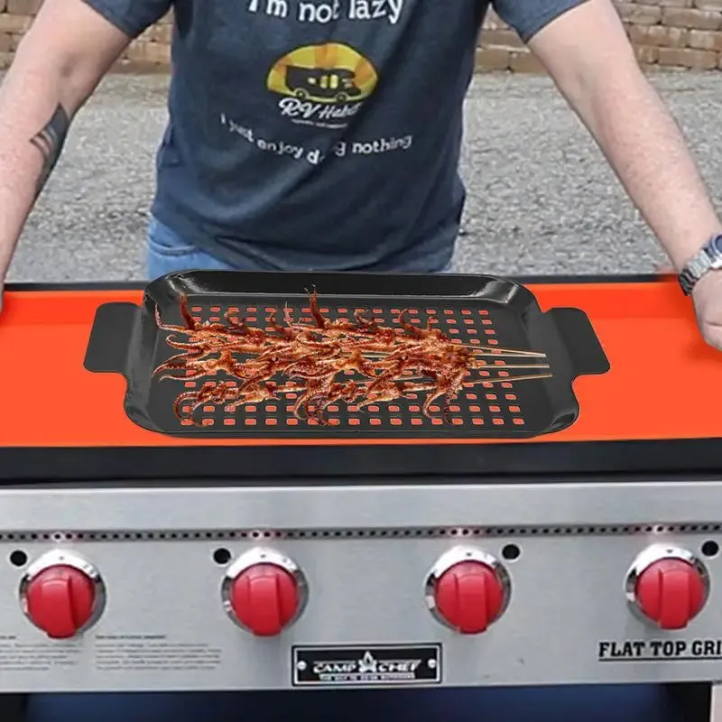 Tray Cookware Pan Camping Grill Grilling Accessories Pan BBQ For Nonstick Special offer Tailored options BBQ Grill Barbecue Barbecue For With 2X Handles