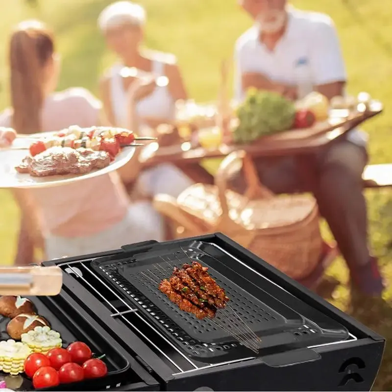 Tray Cookware Pan Camping Grill Grilling Accessories Pan BBQ For Nonstick Special offer Tailored options BBQ Grill Barbecue Barbecue For With 2X Handles
