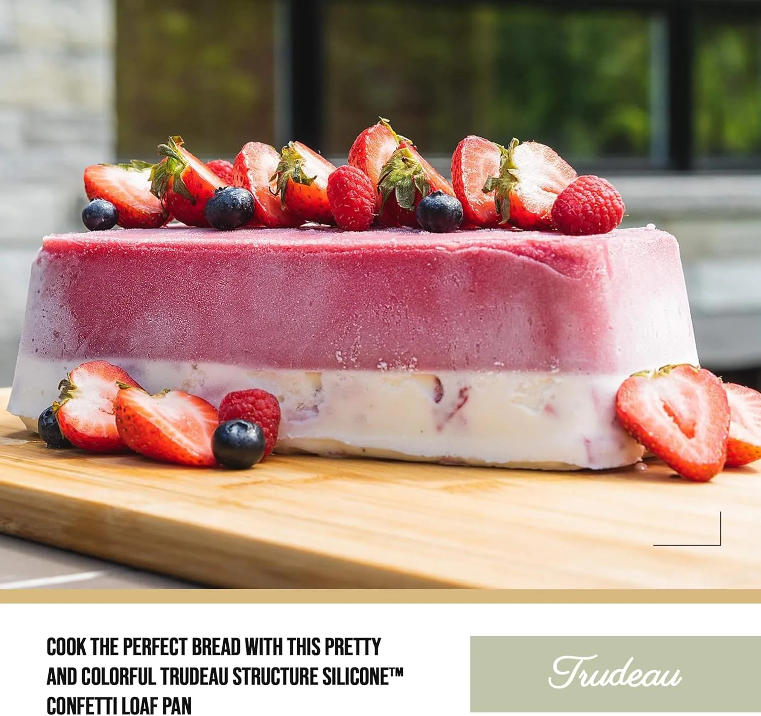 Trudeau Structure Loaf Pan Silicone Bakeware, Medium, White Confetti