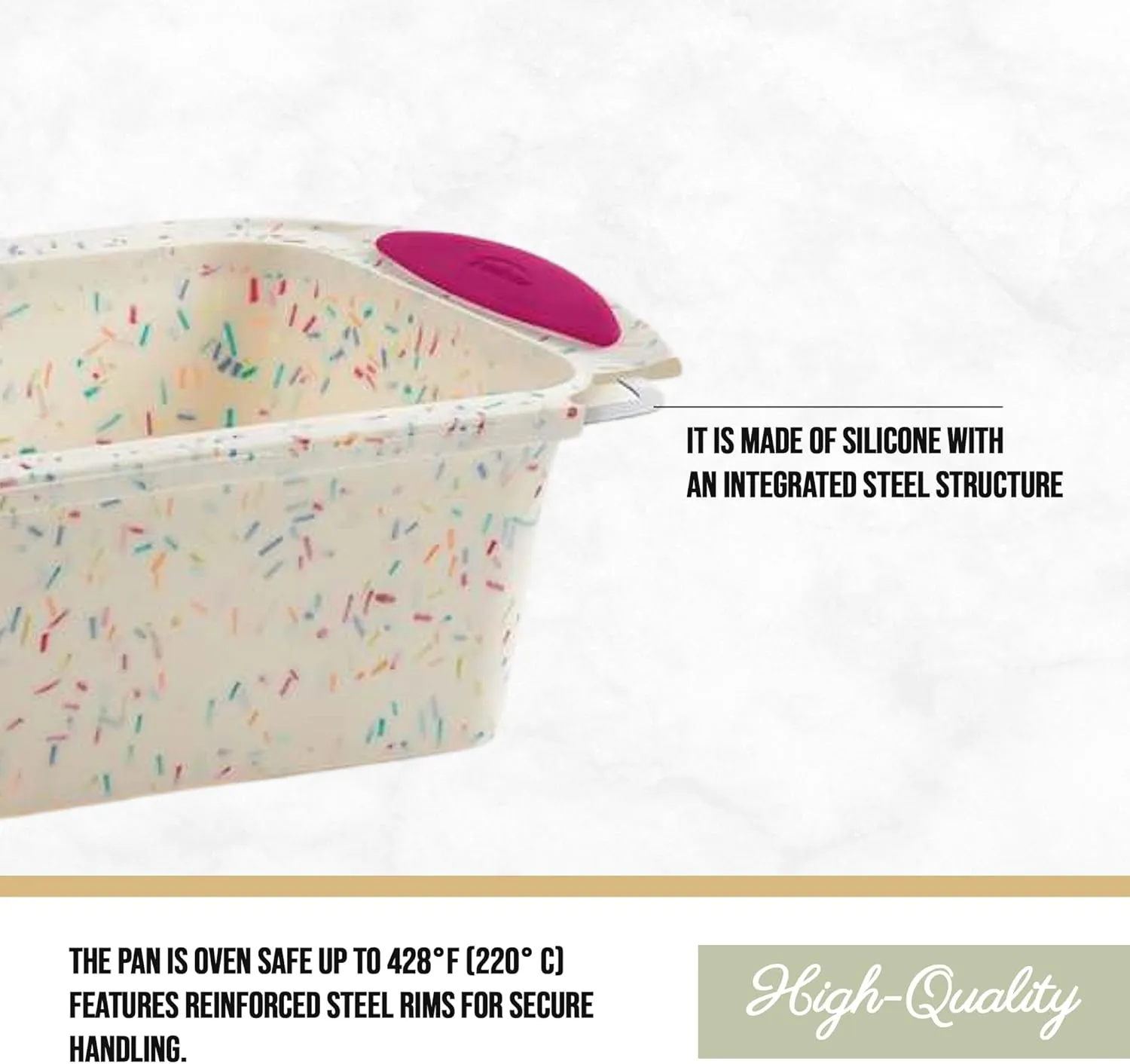 Trudeau Structure Loaf Pan Silicone Bakeware, Medium, White Confetti