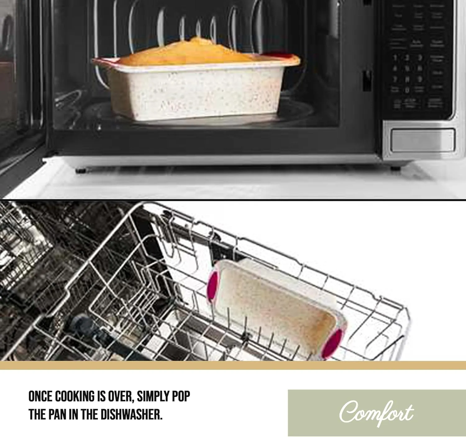 Trudeau Structure Loaf Pan Silicone Bakeware, Medium, White Confetti