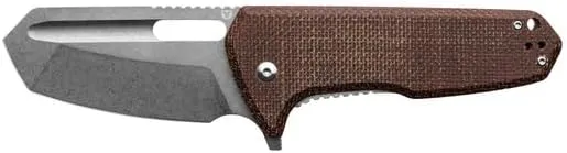 TRUE CEJA Tanto Flipper Knife - Everyday Carry, EDC, 3.7" Blade, Cutting, Slicing, Piercing, Durable, Brown