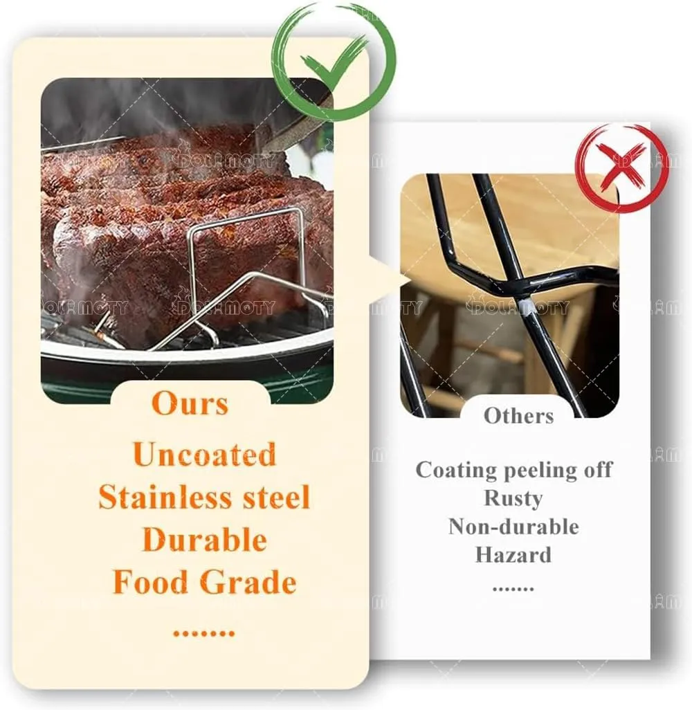 Turkey Roaster Roasting V Rack with Pan, Stainless Steel Roasting Pan with 2 Rack(Cooling Rack and Rib Rack) for Smoker Smoking/Dual Purpose fit for Large Big Green Egg and Kamado Joe Etc