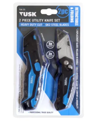 Tusk Heavy Duty Retractable Utility Knife with 3pcs & 4pcs blades