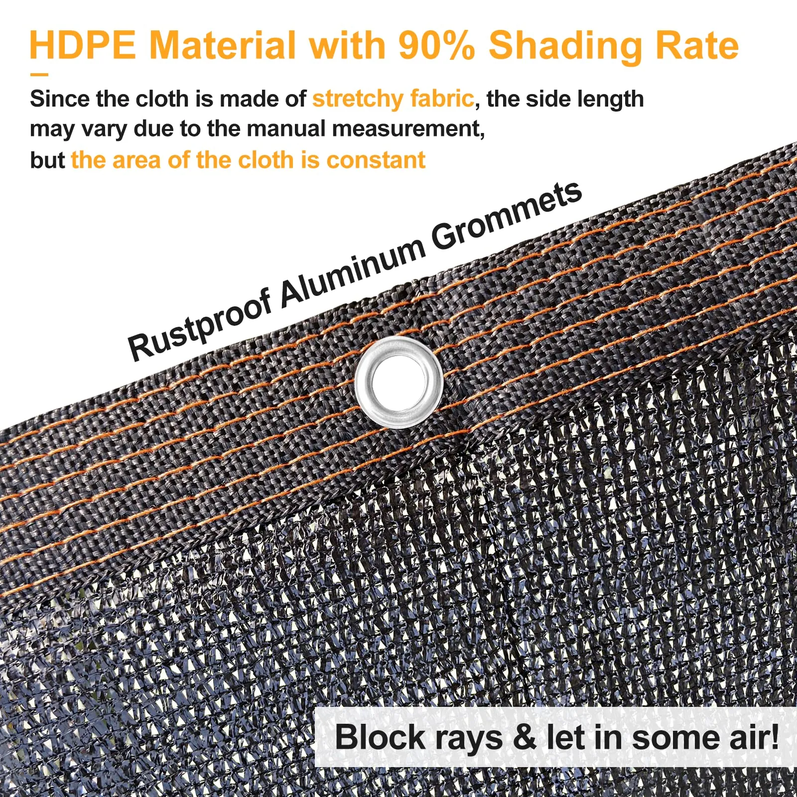 UCINNOVATE 10x10 FT Sunblock Mesh Shade, 90% Sun Shade Cloth Fabric Plants Shade Screen Netting with Grommets, Durable Sunshade UV Resistant Fabric for Pergola Patio Lawn Garden Deck or Dog Kennel
