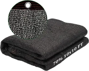 UCINNOVATE Sunblock Shade Cloth 70% Shade Net Greenhouse Covers 10ft x 10ft Fabric Mesh Tarp Sunshade Sunscreen UV Resistant Netting with Grommets for Garden Patio Lawn Plant Parking Yard or Kennel