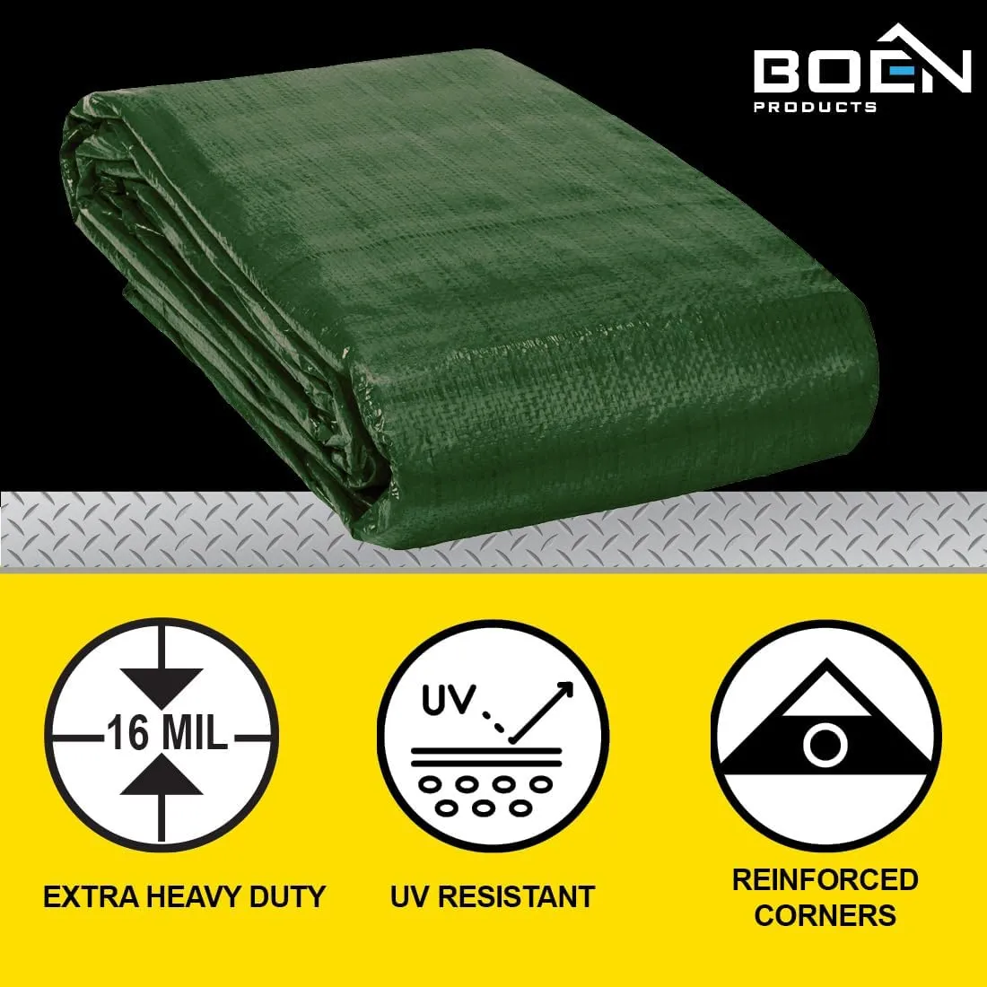 Ultra Heavy Duty Tarp Waterproof Cover | Hunter Green, 5' x 7' 16 Mil Thick | Rip Proof Tarps | Thick Weave Material, UV Resistant Great for Tarpaulin Canopy Tent, Boat, RV or Pool Cover