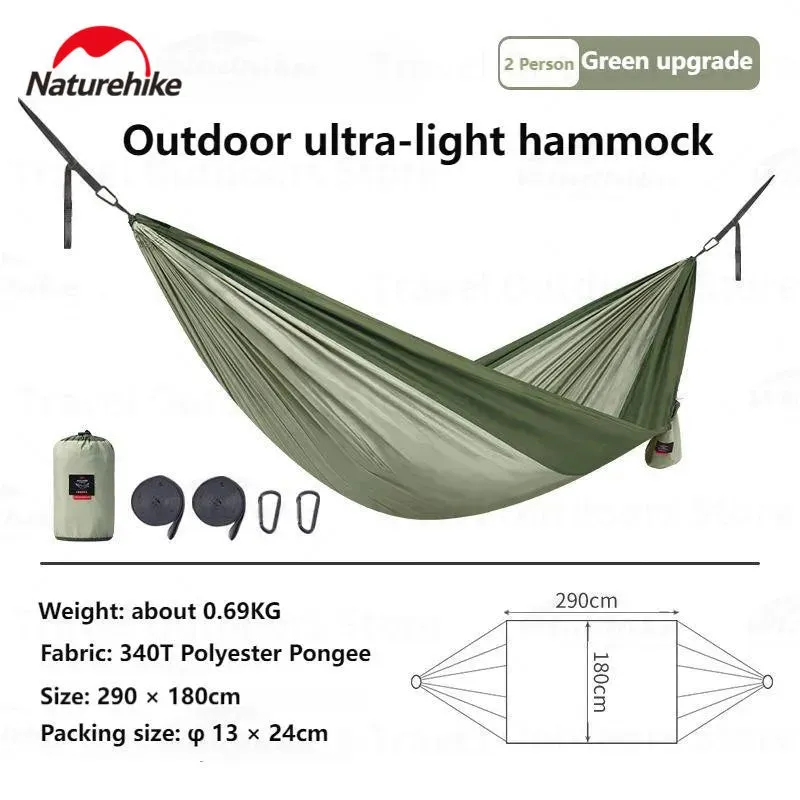 Ultralight Camping Swing Hammock - Anti-Rollover, 1/2 Person, 200kg Capacity, Portable Outdoor Hammock