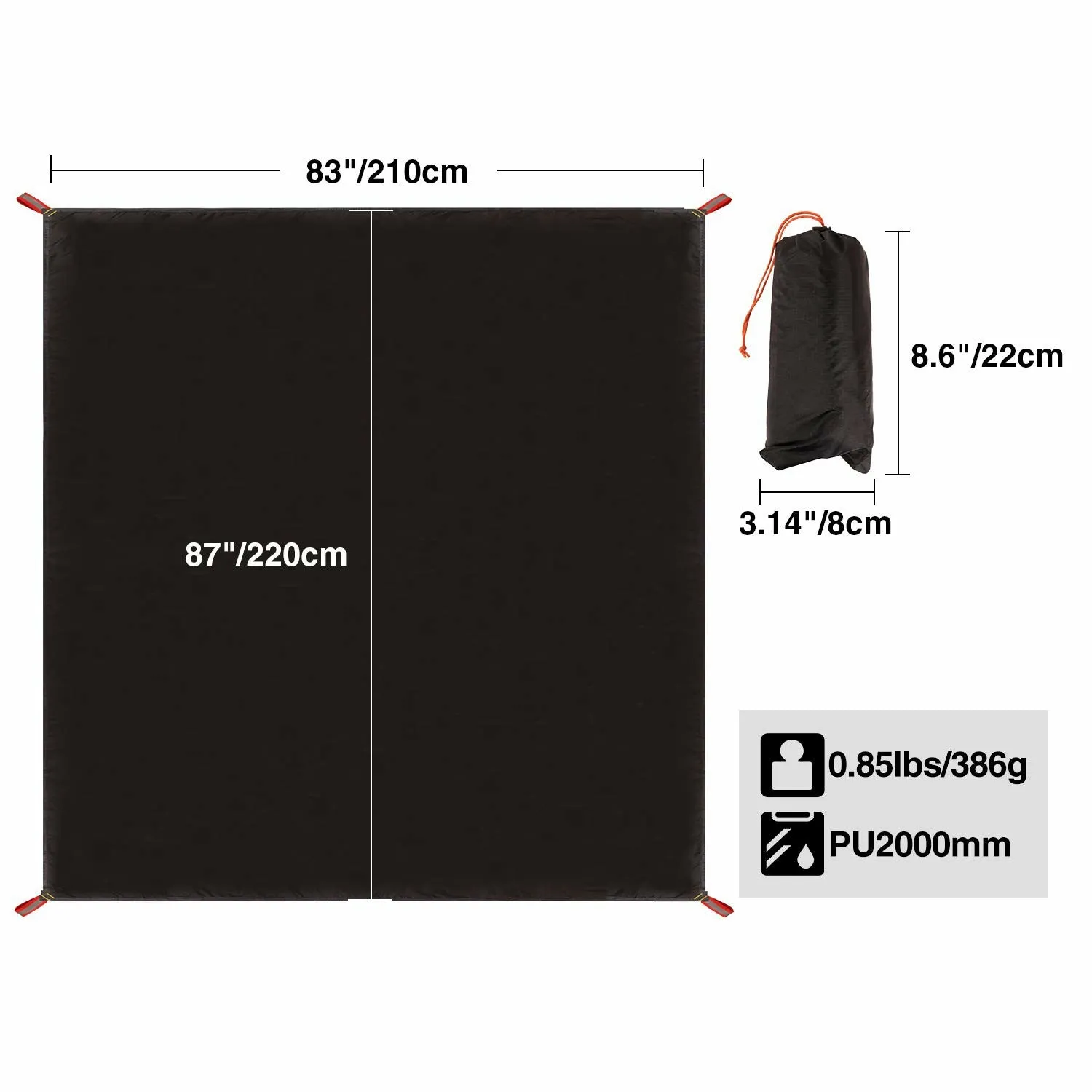 Ultralight Tent Footprint, PU 2000 Waterproof Camping Tent Tarp From Redcamp