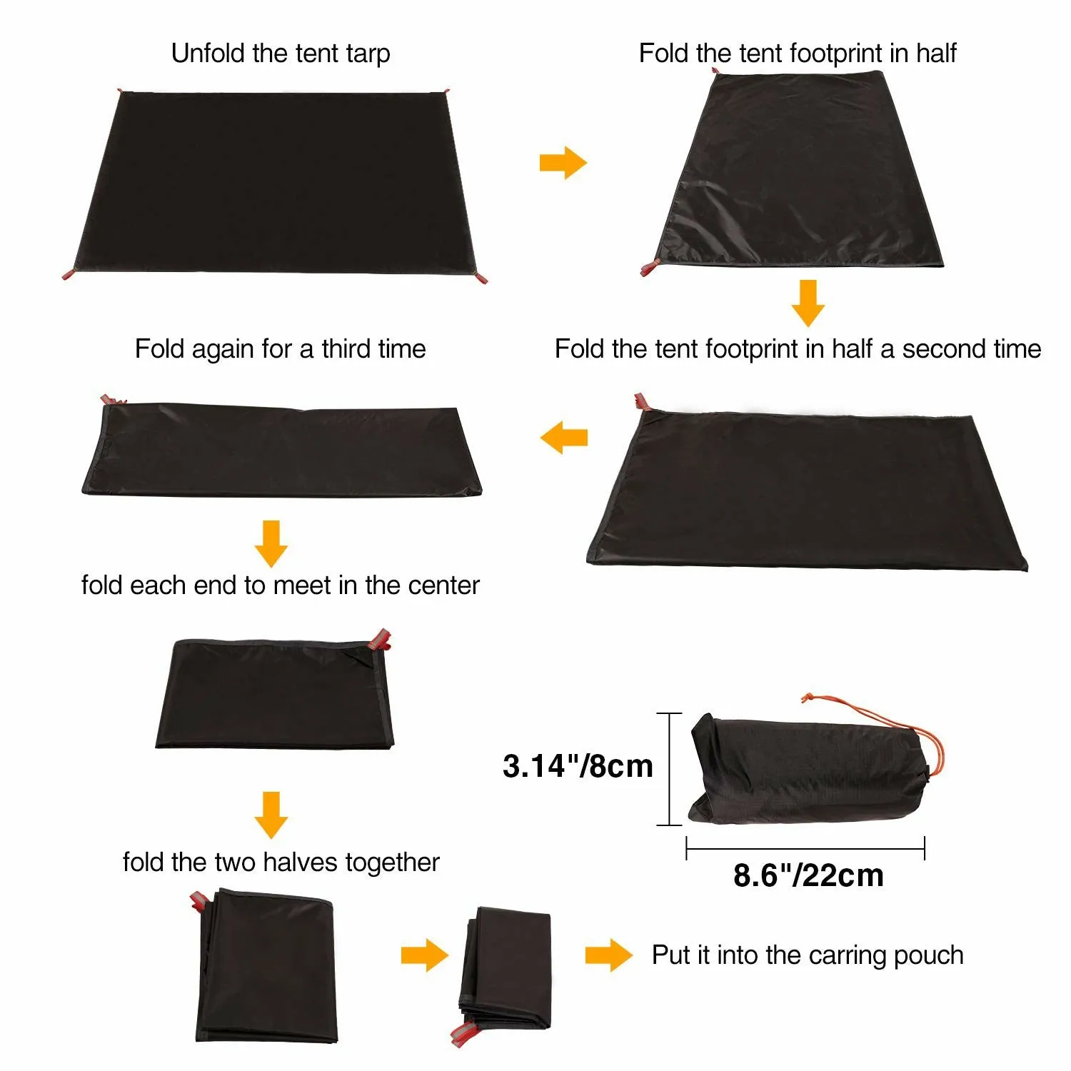 Ultralight Tent Footprint, PU 2000 Waterproof Camping Tent Tarp From Redcamp
