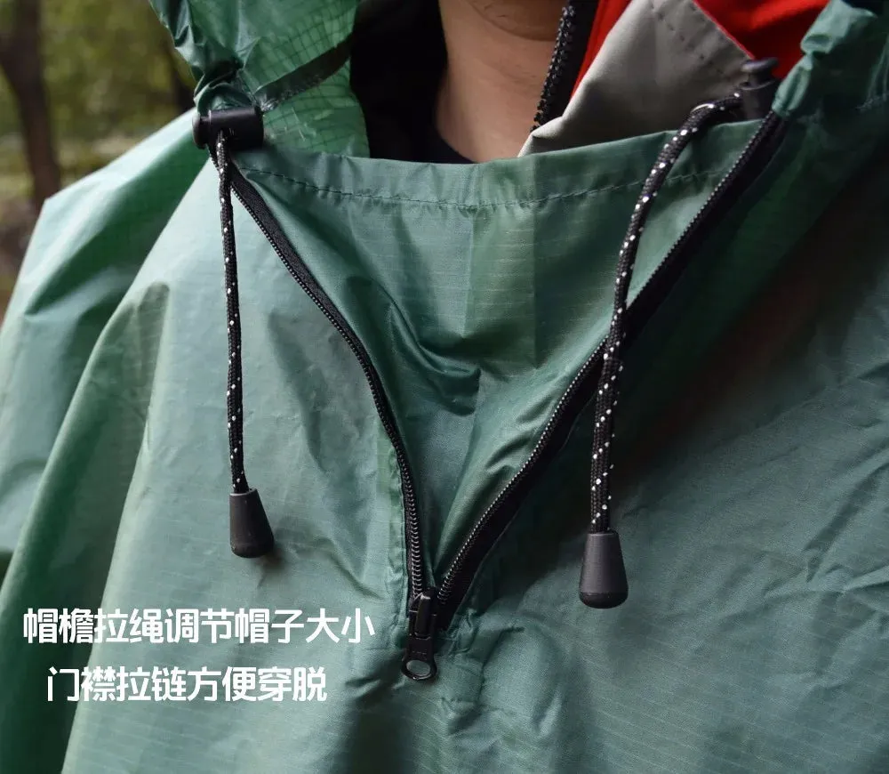 Ultralight Waterproof Poncho Tarp, 40D Silicone Raincoat for Hiking and Camping