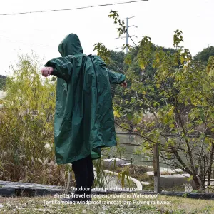 Ultralight Waterproof Poncho Tarp, 40D Silicone Raincoat for Hiking and Camping