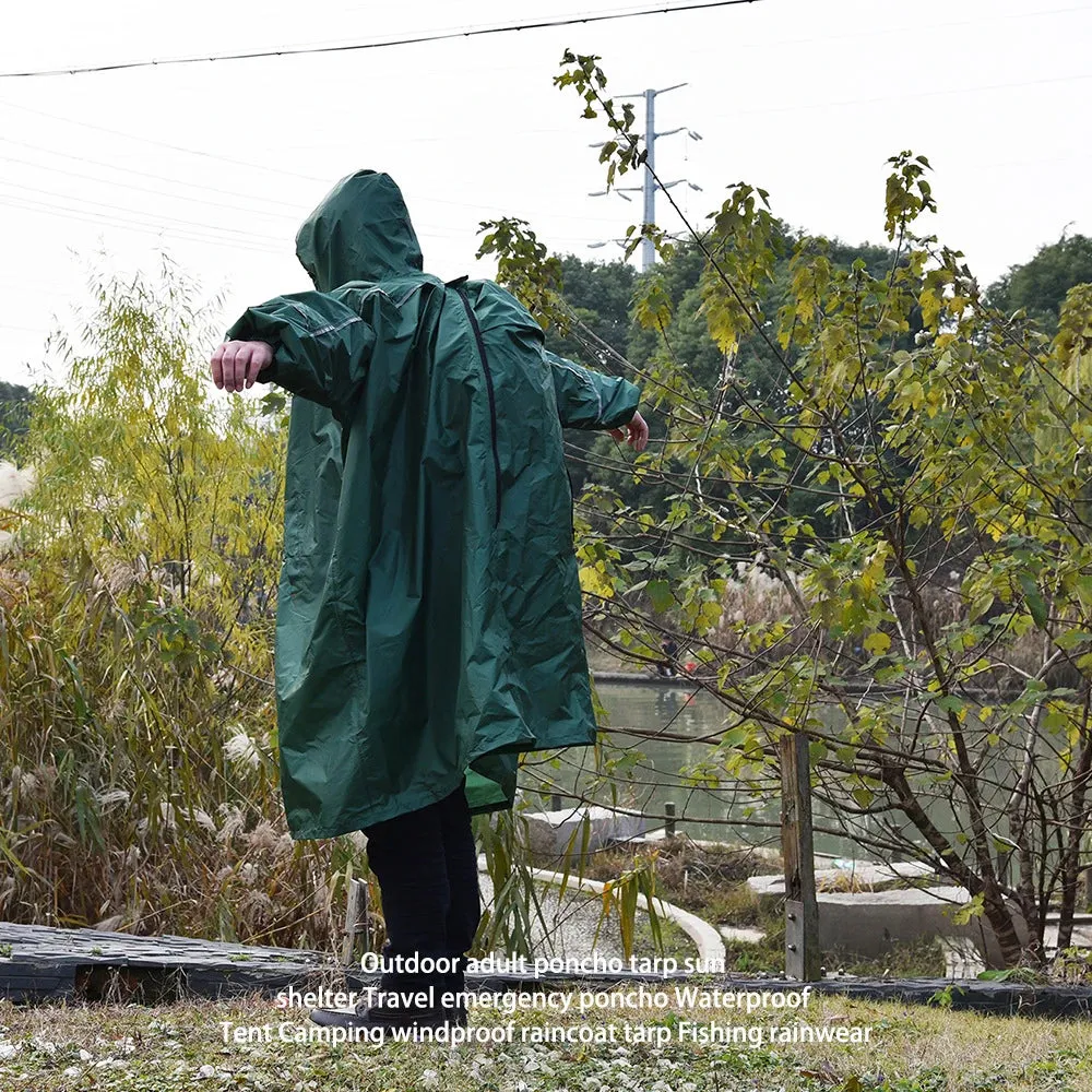 Ultralight Waterproof Poncho Tarp, 40D Silicone Raincoat for Hiking and Camping