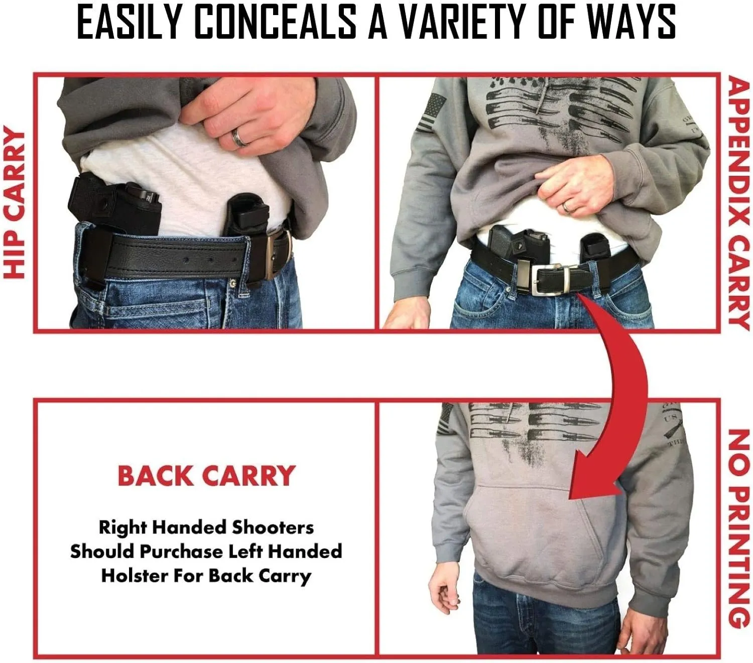 Universal IWB Holster for Concealed Carry | American Company | Inside The Waistband | Compatible with Sig Sauer | S&W M&P Shield | Glock 19 26 27 30 43 | Springfield XDS/Ruger LC9 | Taurus G3C/G2C