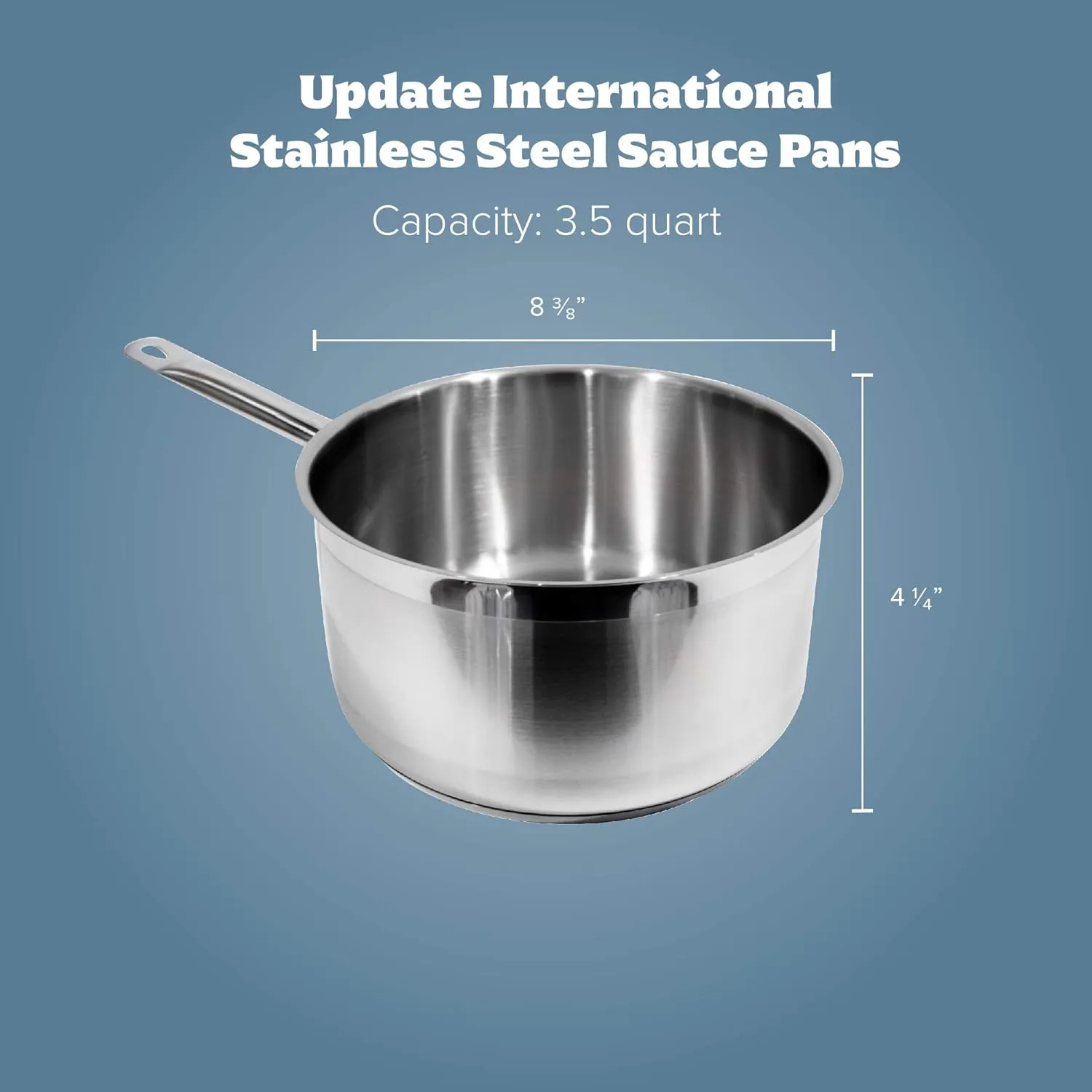 Update International 3 1/2 Qt Induction Ready Stainless Steel Sauce Pan w/Cover, Silver (SSP-3)